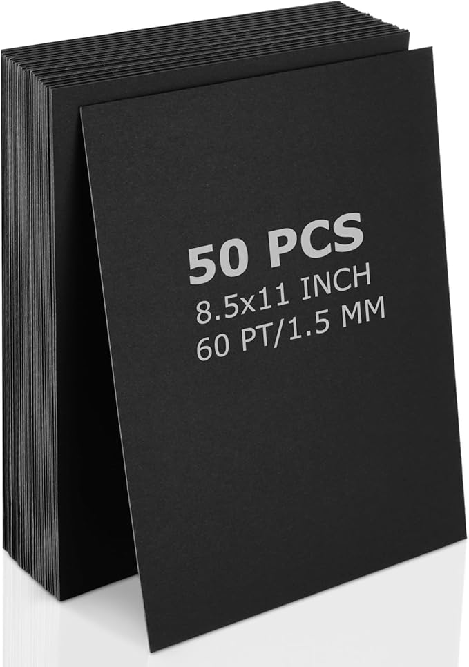 Black 60pt Chipboard 8.5 x 11, 50 pcs