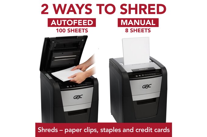 GBC AutoFeed+ Home Office Shredder, 100X, Super Cross-Cut